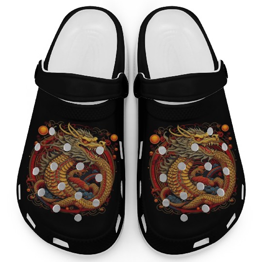 Chinese dragon. Dragon in a circle. Clogs
