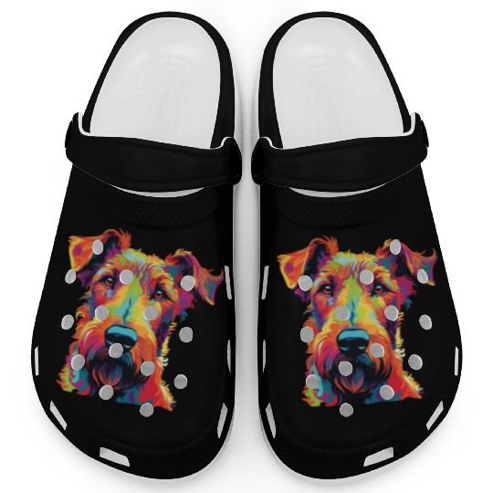 Watercolor Colorful Irish Terrier Clogs