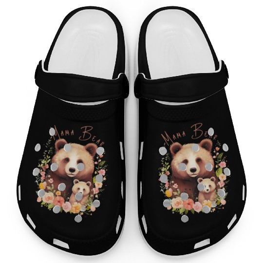 MAMA BEAR Cute Bear and Her Cub Mother's Day Gift Clogs
