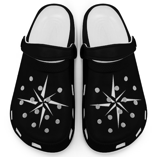 Nautical star. Compass rose, cardinal directions Clogs