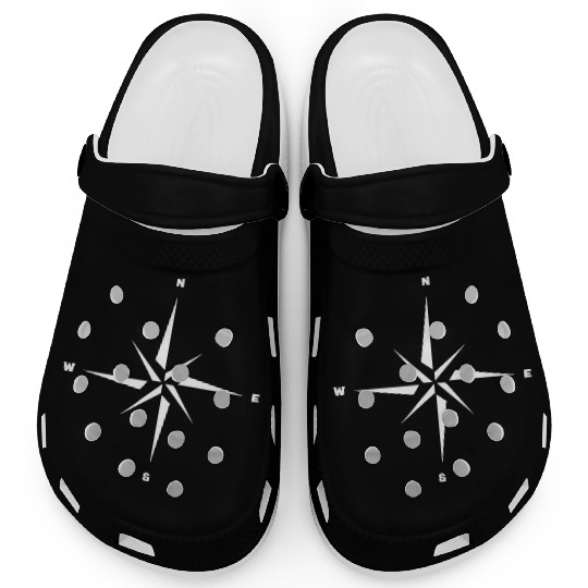 Nautical star. Compass rose, cardinal directions Clogs
