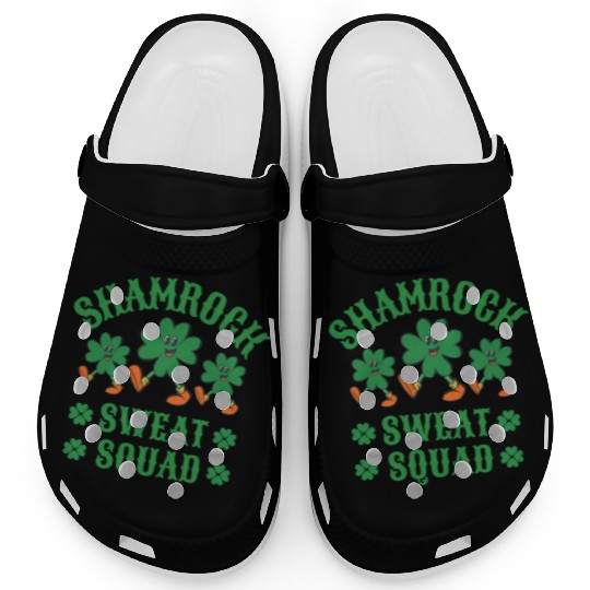 Shamrock Sweat Squad Workout Funny Clogs