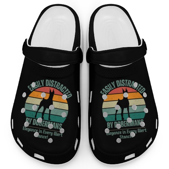 Doberman lover Gift Easily Distracted By Dobermans Clogs