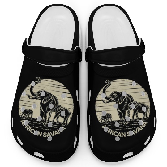 African Savana Elephants Clogs