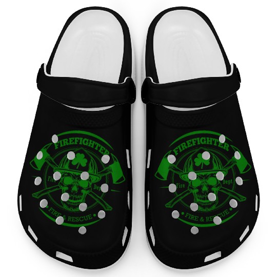 Firefighter Fire and Rescue Irish Shamrock Clogs