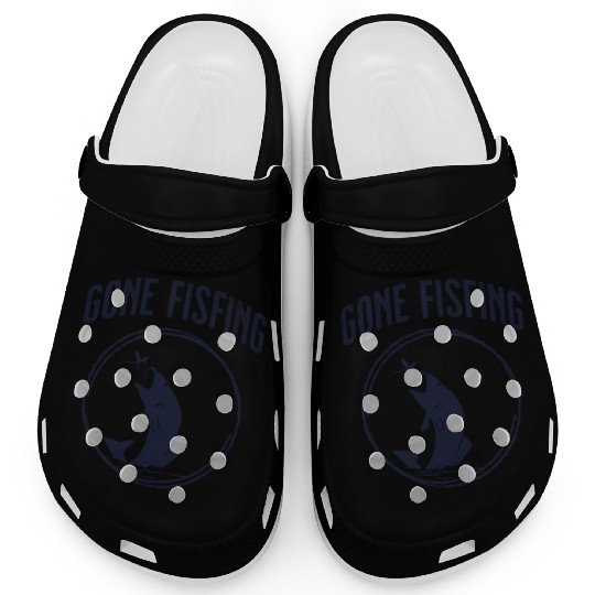 Gone Fishing,cool flyfishing illustration Clogs