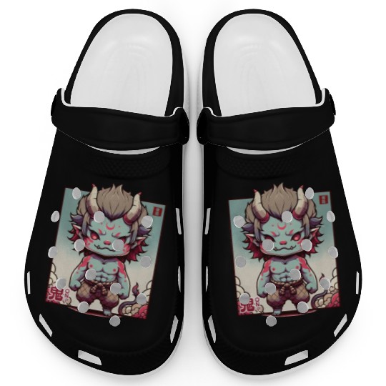 Chibi Oni Spirit: Japanese Mythology-Inspired Clogs