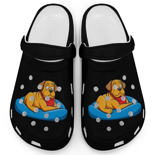 Relaxed Mastiff Lounging on Big Cushion Art Clogs