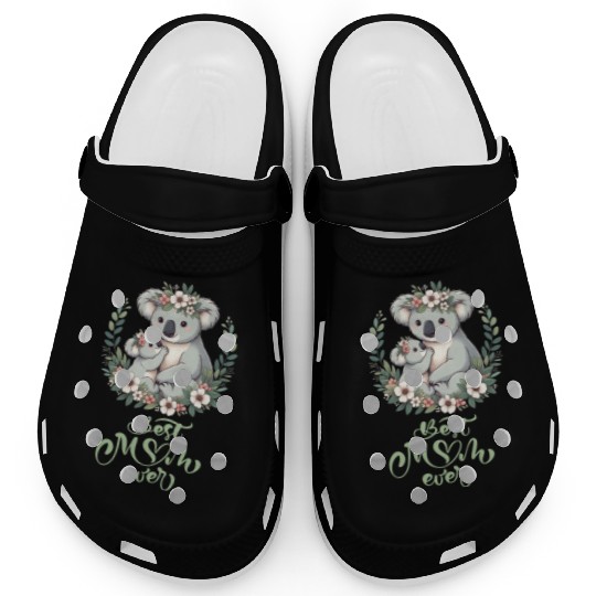 Best Mom Ever Koala Embrace Floral Wreath Clogs