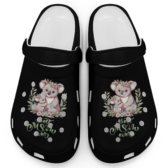 Best Mom Ever Koala Embrace Floral Wreath Clogs