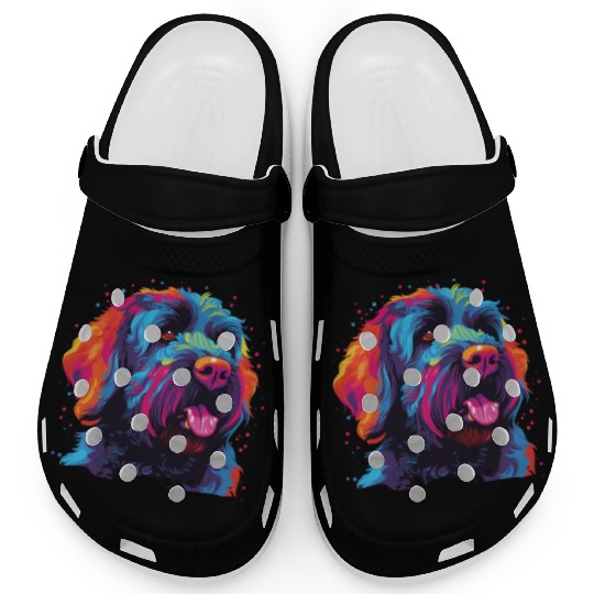 Colorful Russian Black Terrier Clogs