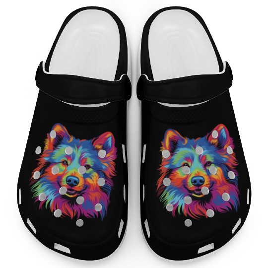 Watercolor Colorful Finnish Lapphund Clogs