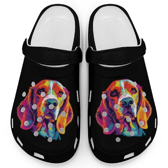 Watercolor Colorful Beagle Harrier Clogs