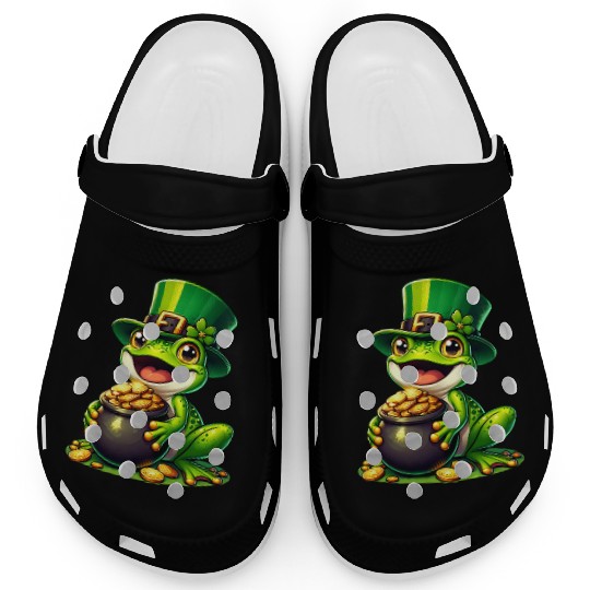 St. Patrick's Day Frog with Gold Clogs