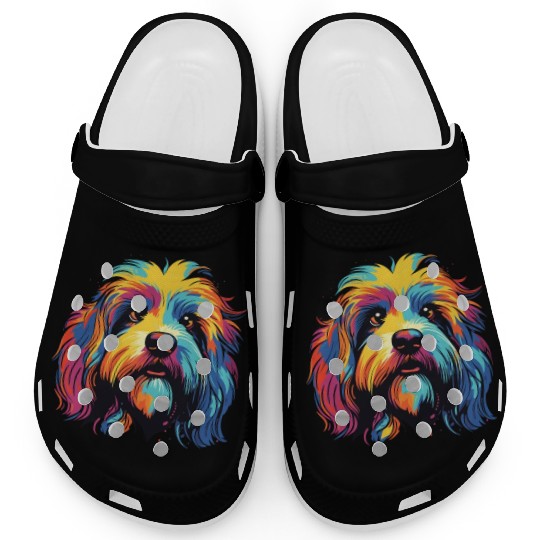 Watercolor Colorful Tibetan Spaniel Clogs