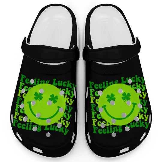 Irish Clover Feeling Lucky Smiling Face Clogs