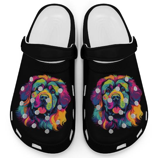 Watercolor Colorful Tibetan Mastiff Clogs