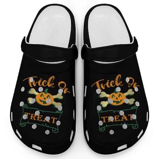 Trick or treat crossbones Halloween pumpkin Clogs