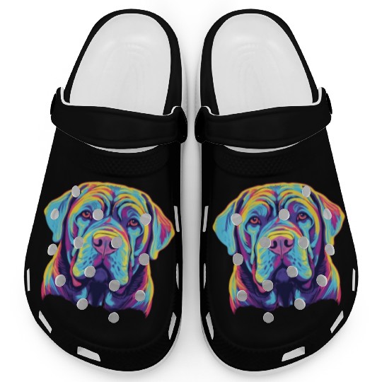 Watercolor Colorful Neapolitan Mastiff Clogs