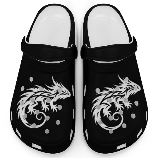 Shaggy Bearded Dragon Tribal Dragon Tattoo Clogs