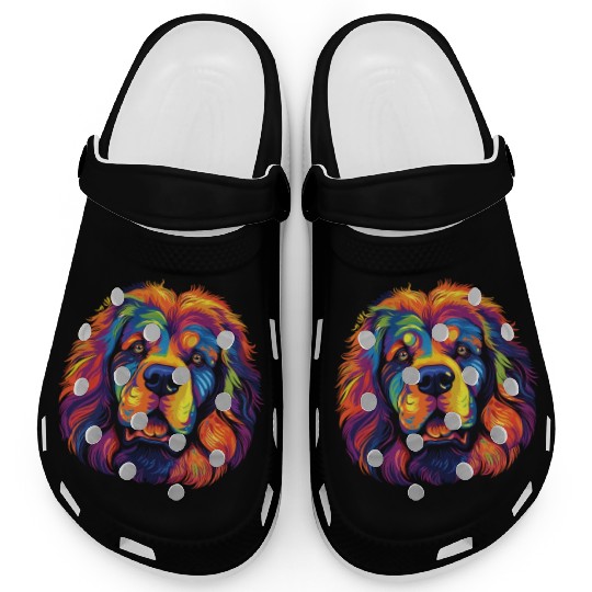 Watercolor Colorful Tibetan Mastiff Clogs