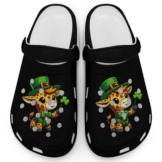 St. Patrick's Day Giraffe Cartoon Clogs