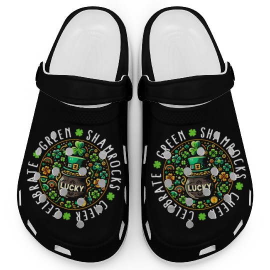 St. Patrick's Day Clogs, Lucky Pot Of Gold Leaf