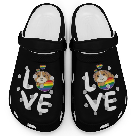 Rainbow Flag Pride Lgbtq Cute Guinea Pig Love Clogs