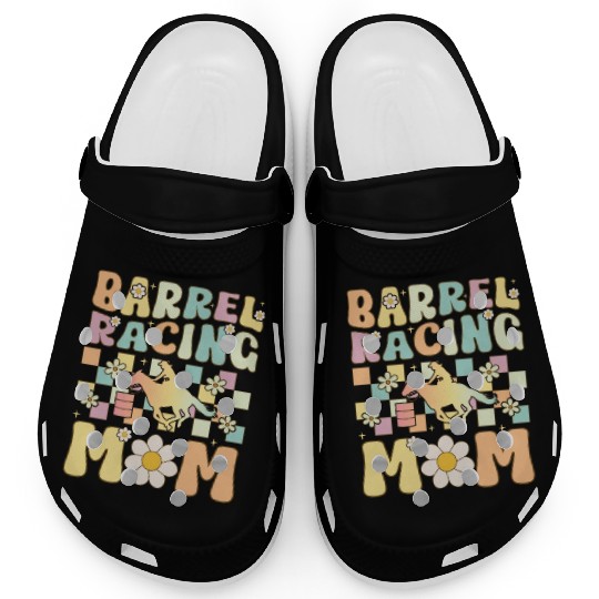 Barrel Racing Mom Groovy Female Barrel Racer Rodeo Clogs