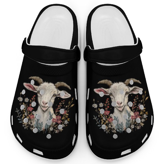 Goat Flowers Farmer Gift Clogs