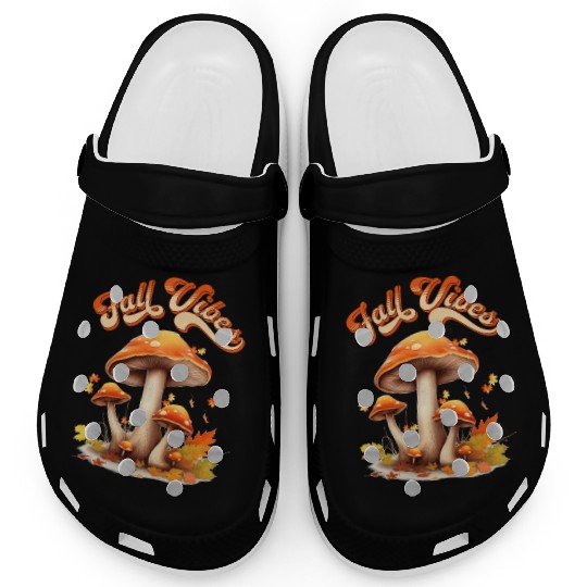 Fall Vibes Autumn Lover Mashroom and Fallen Mapple Clogs