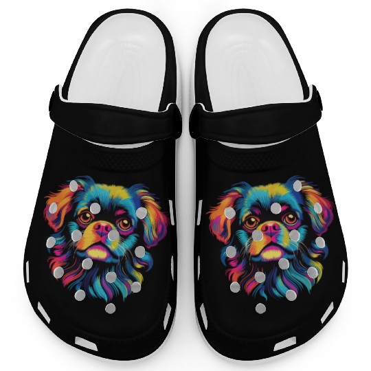 Watercolor Colorful Tibetan Spaniel Clogs