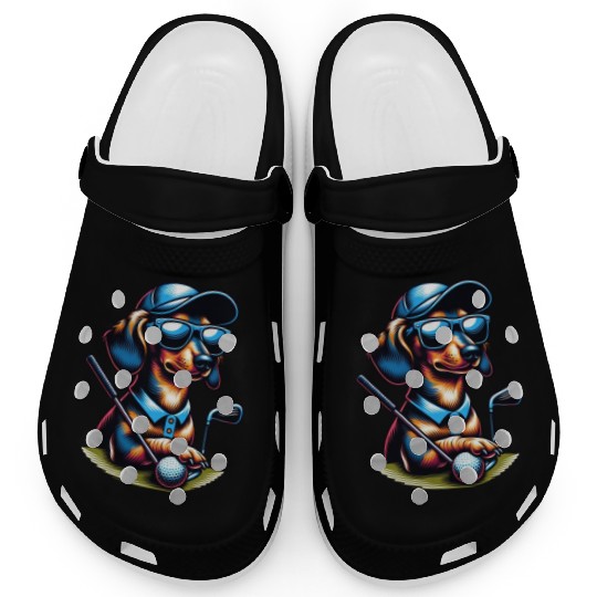 Dachshund Golfer Golf Course Dog Owner Clogs