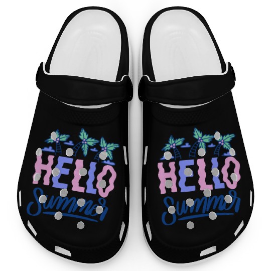 Hello Summer Palm Trees Clogs