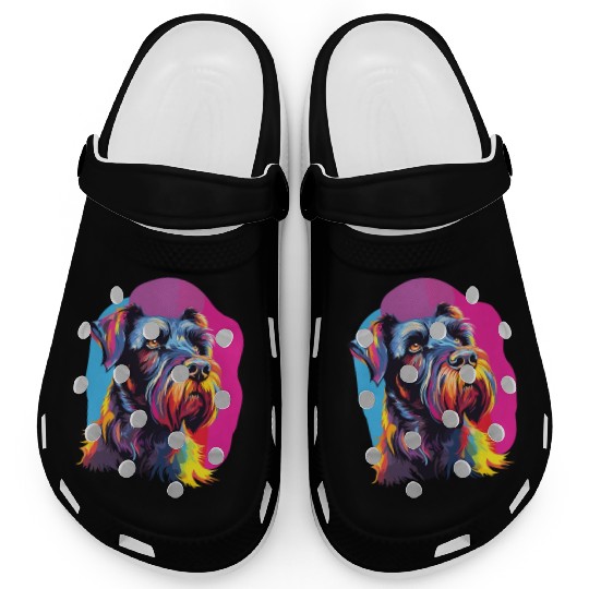 Watercolor Colorful Giant Schnauzer Clogs