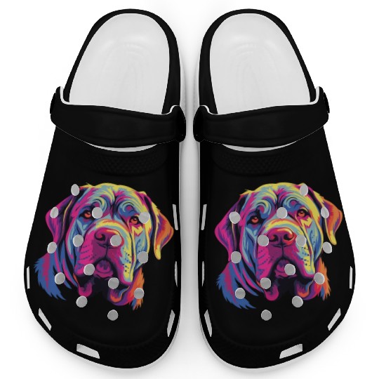 Watercolor Colorful Neapolitan Mastiff Clogs