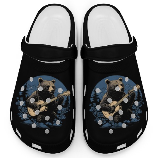 Grizzly Bear Playing Guitar Clogs