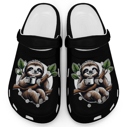 Relaxing Sloth Coffee Lover Fun for a Sloth Clogs
