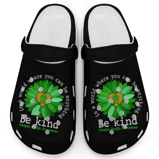 Be Kind Green Ribbon Sunflower Mental Health Clogs