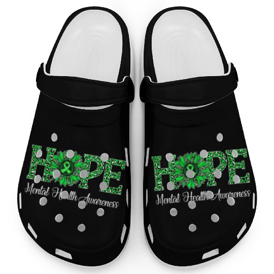 Sunflower Hope Mental Health Awareness Green Clogs