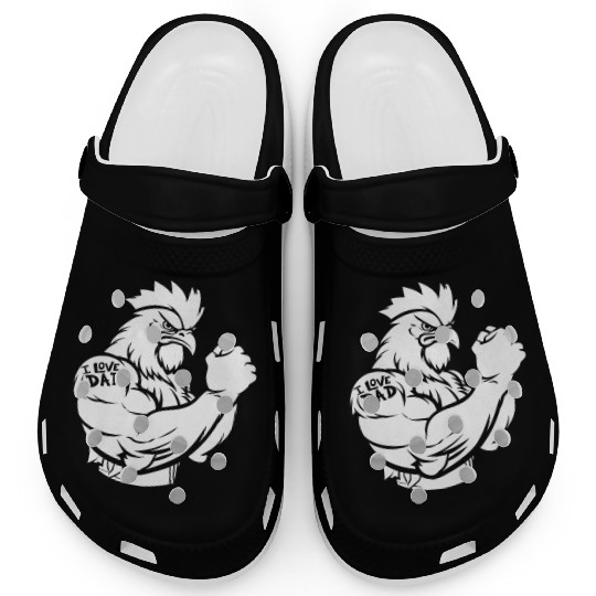 Chicken Hen Biceps Tattoo I Love Dad Clogs