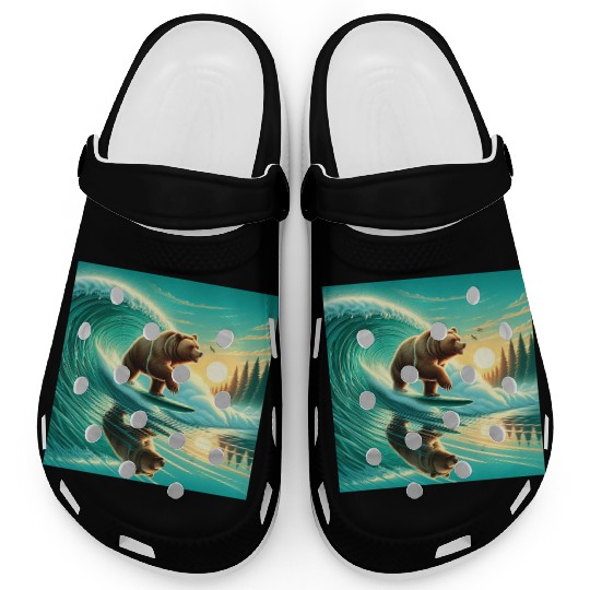 Grizzly bear windsurfing Clogs