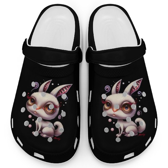 Enchanted Whimsy: Magical Realist White Rabbit Clogs