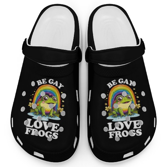 Be Gay Love Frogs Funny LGBTQ Pride Rainbow Retro Clogs