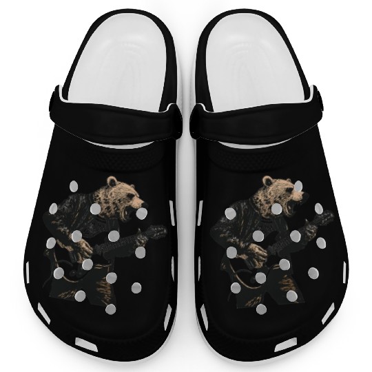 Grizzly Bear Playing Guitar Clogs