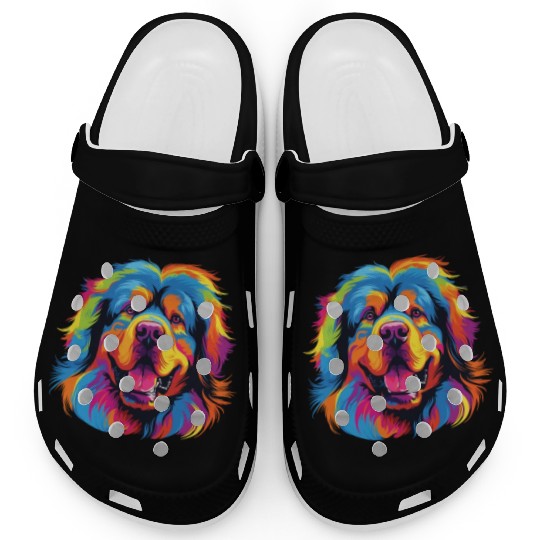 Watercolor Colorful Tibetan Mastiff Clogs