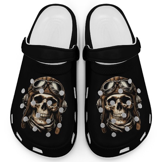 Vintage Aviator Skull Clogs