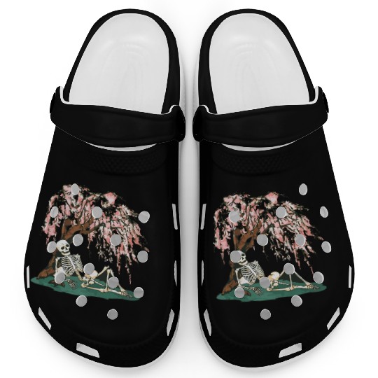 Skeleton in Repose Under a Cherry Blossom Tree Clogs