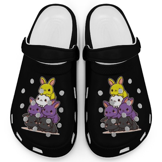 Bunnies Nonbinary Flag Pride Month Cute Bunny Clogs