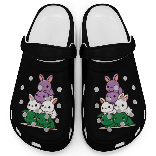 Bunnies Genderqueer Flag Pride Month Cute Bunny Clogs